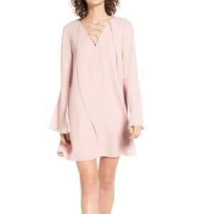 Soprano lace up shift dress rose pink XS Nordstrom